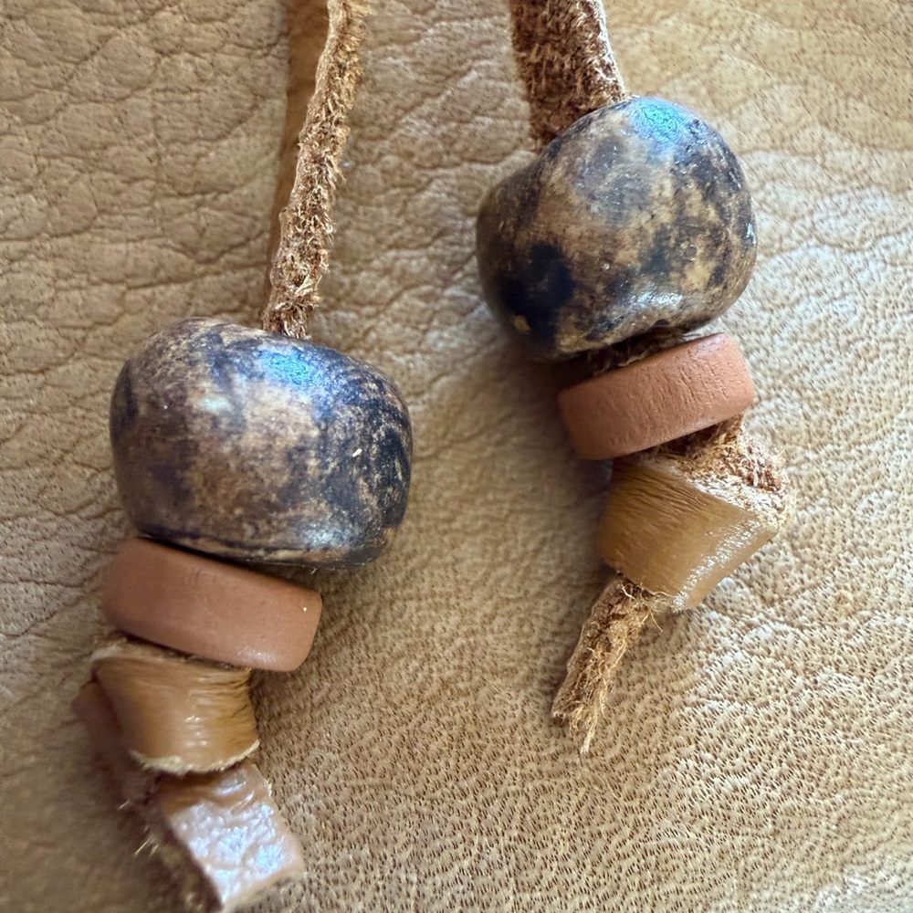 Tan Leather Drawstring Pouch - image 6